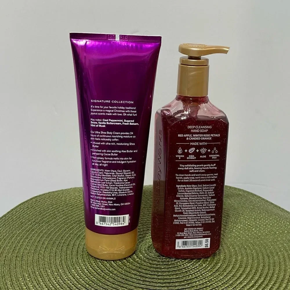 BBW Winter Candy Apple Hand Soap & Twisted Peppermint Body Cream NWT
